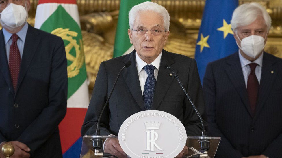 Italian President Sergio Mattarella holds a press conference in Rome, Italy on July 21