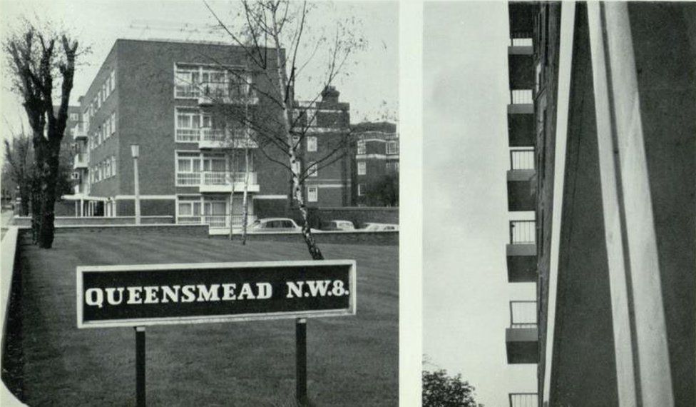 Black and white photo from the Queensmead estate in north London