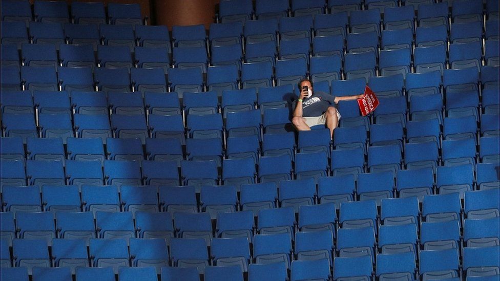 A supporter of Donald Trump at the BOK Center in Tulsa, Oklahoma,, June 20, 2020.