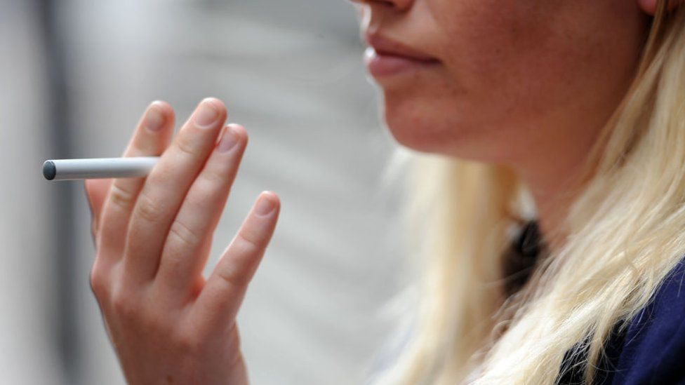 Woman holding an e-cigarette