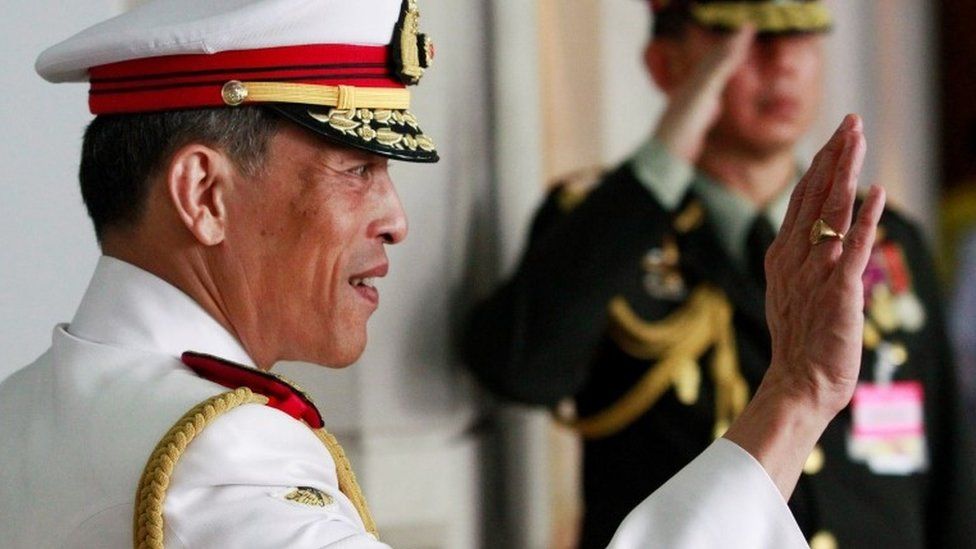 Thailand's Crown Prince Maha Vajiralongkorn waves to well-wishers