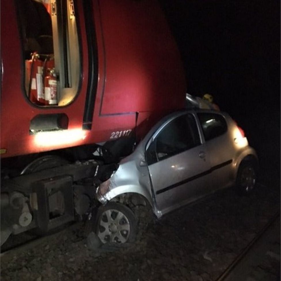 Train hits a car at Cleghorn level crossing BBC News