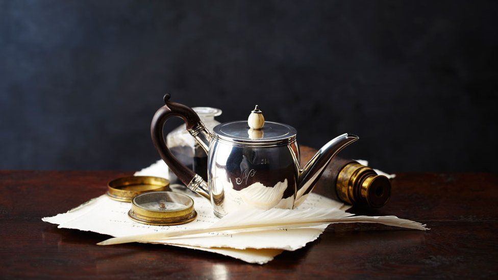 A silver teapot