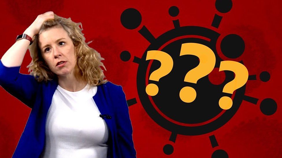 The BBC’s Laura Foster next to a question mark graphic