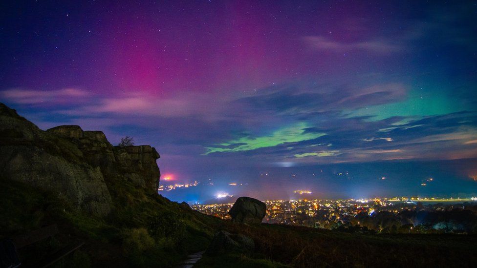 Northern Lights at the Cow and Calf rocks