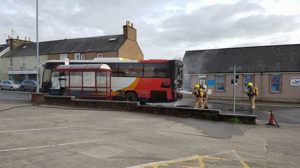 Fire breaks out on bus in Castle Douglas BBC News