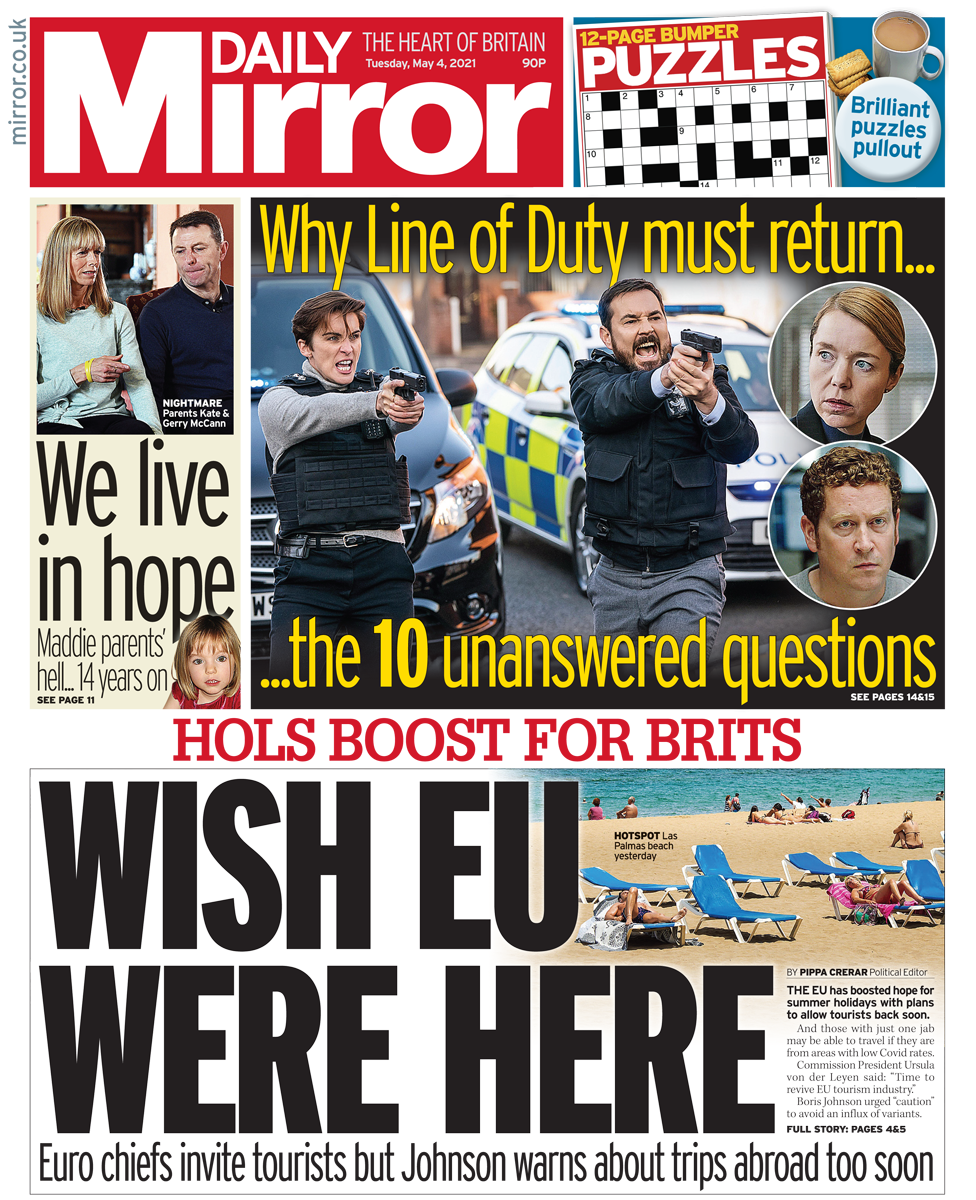 Daily Mirror front page