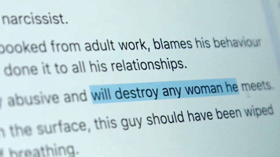 A post from a Prick Advisor page, alleging one individual "will destroy any woman he meets"