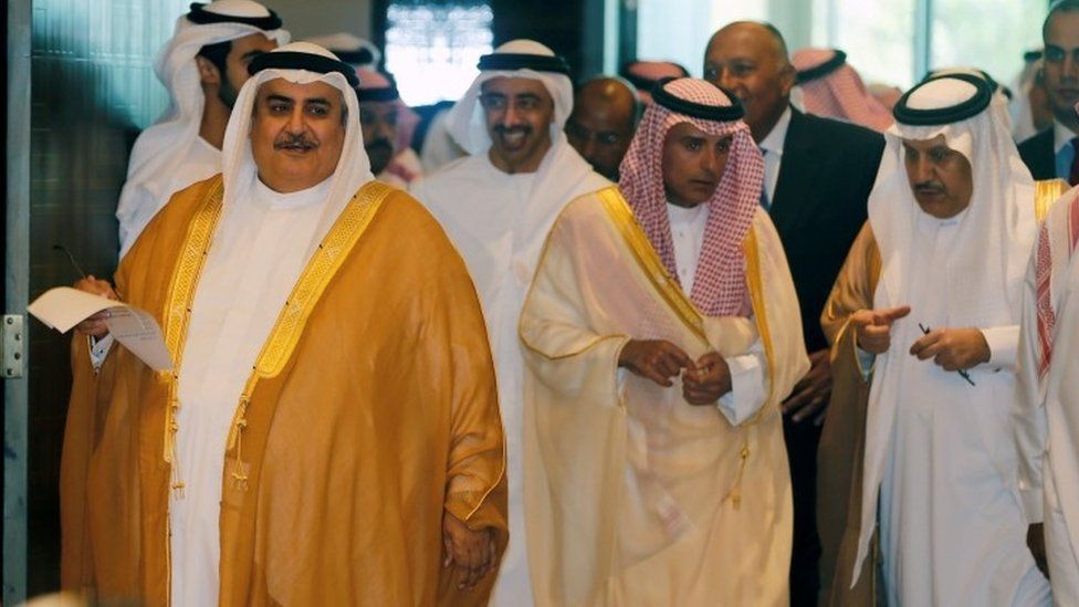 The foreign ministers of the Saudi-led bloc met in Bahrain's capital Manama on Sunday