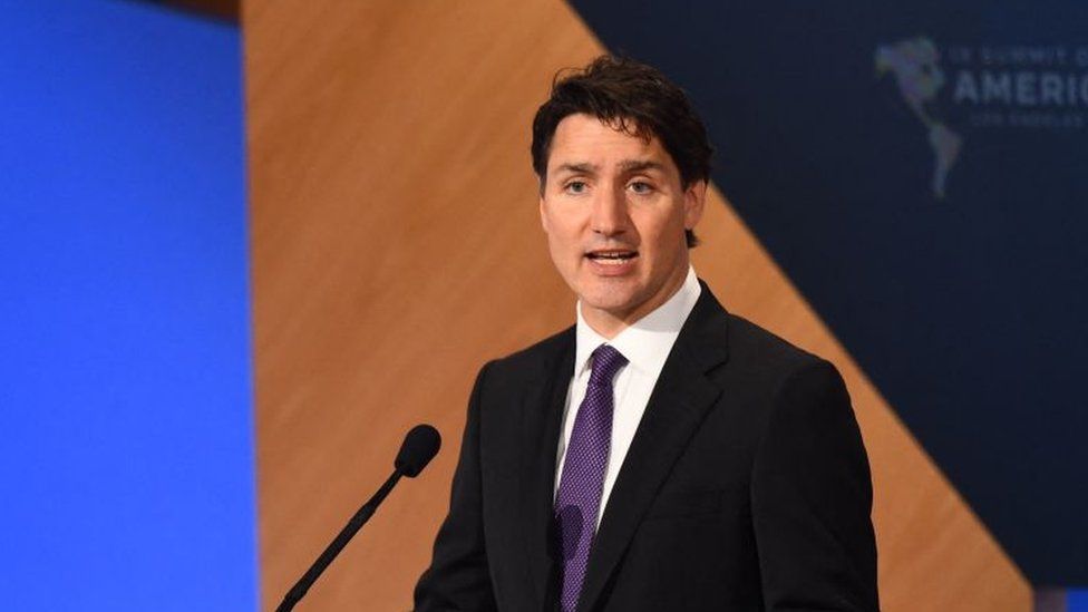 Canadian Prime Minister Justin Trudeau speaks during plenary session of the 9th Summit of the Americas in Los Angeles, California, June 10, 2022