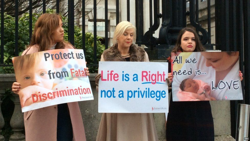 Anti-abortion campaigners protested outside court