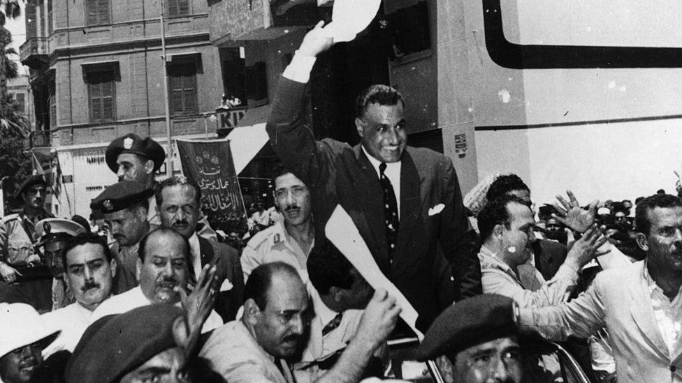 Nasser following his announcement that he had "taken over" the Suez Canal Company