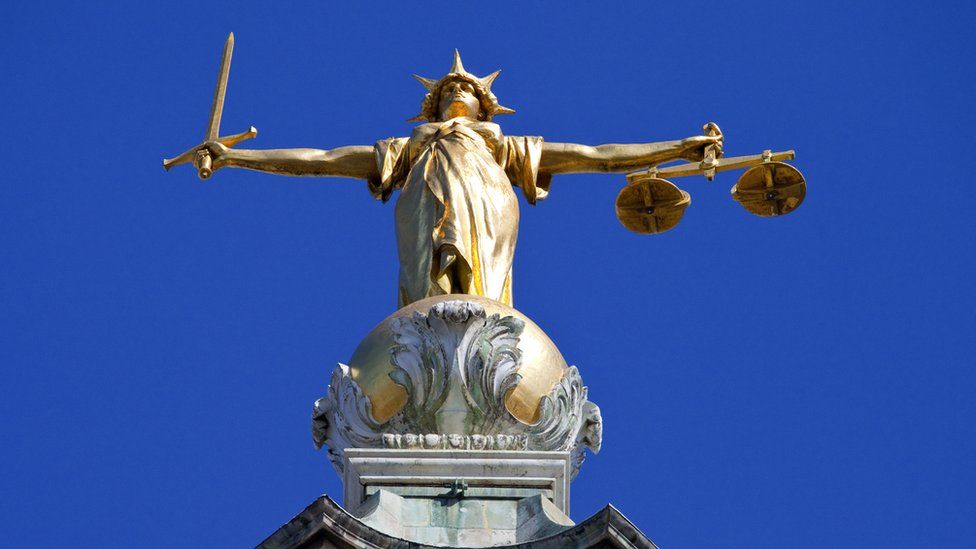 Stock pic of figure of justice on top of the Old Bailey in central London