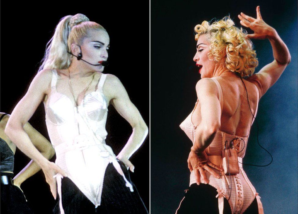Madonna performs in concert in 1990
