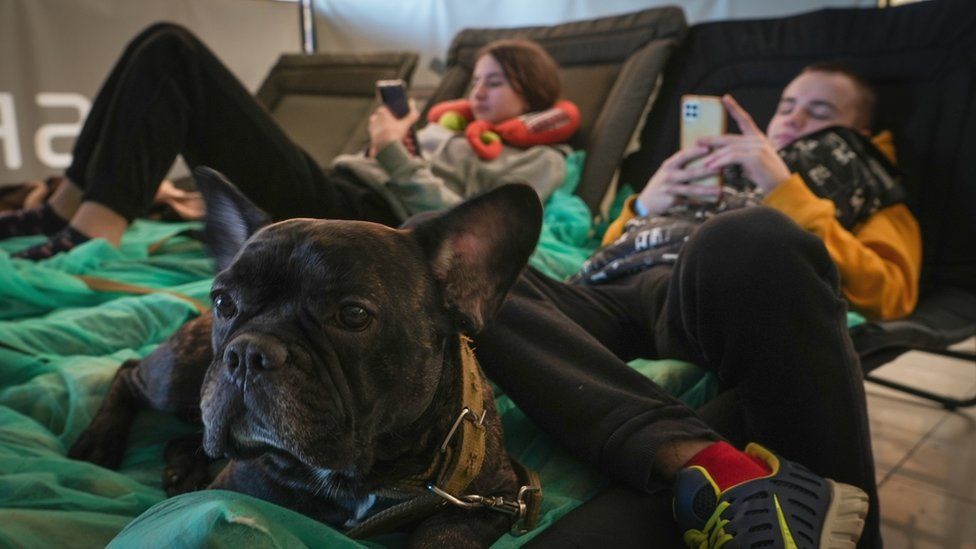 Olgas Kinder im Teenageralter sitzen mit dem Familienhund Arnold