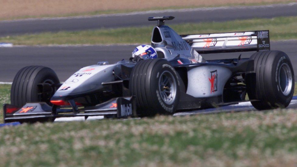 David Coulthard on his way to winning the 1999 British Grand Prix for McLaren