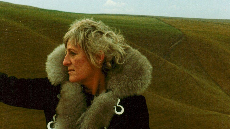 Elisabeth Frink on Bulbarrow Hill in Dorset circa 1970
