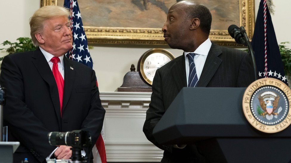 Donald Trump and Ken Frazier during a previous White House meeting