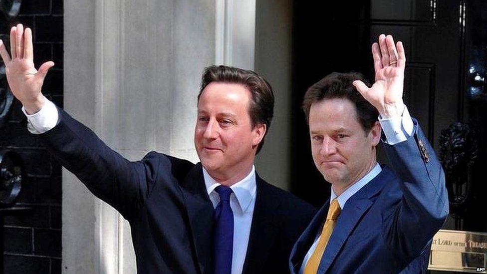 David Cameron and Nick Clegg outside Downing Street in 2010