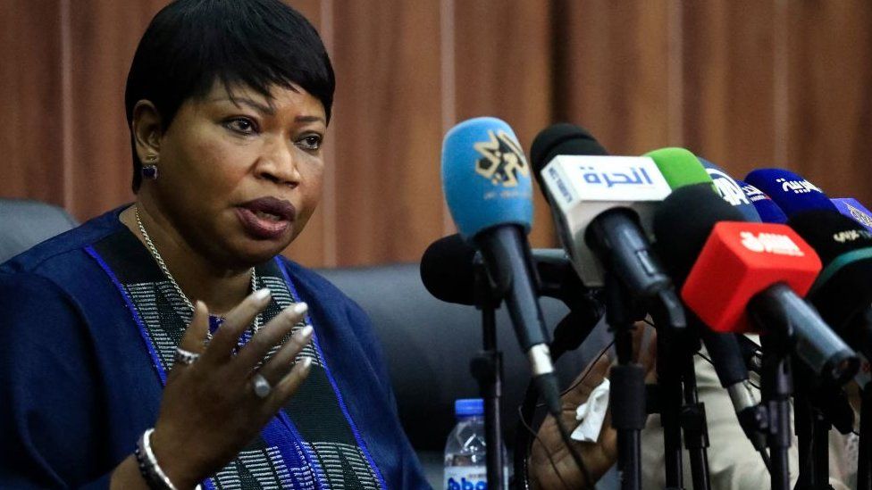 Outgoing ICC Chief Prosecutor at a press conference in Sudan in May.