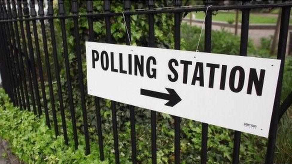 Sign to polling station