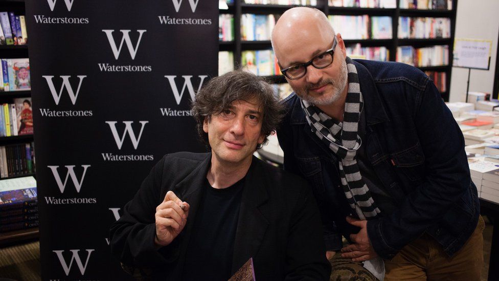 Neil Gaiman and Toby Litt at a Dead Boy Detectives signing