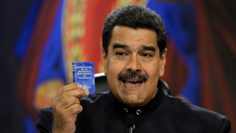 Venezuelan President Nicolas Maduro speaks during a press conference for foreign correspondents at the Miraflores presidential palace in Caracas on June 22, 2017.