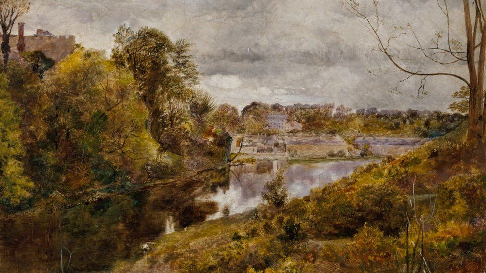 Junction of the Liffey and Rye near Leixlip, 1857, William Davis (detail)