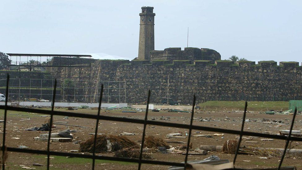 Galle cricket stadium in Galle which is demolished by the tsunami disaster.
