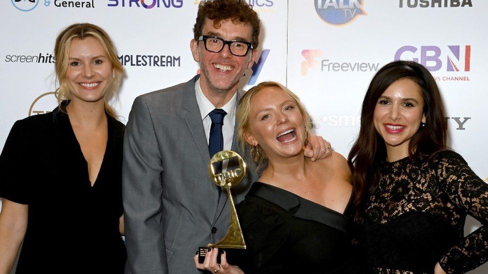 Olivia Bromley, Mark Charnock, Natalie Ann Jamieson and Paige Sandhu of Emmerdale with the award for soap of the year
