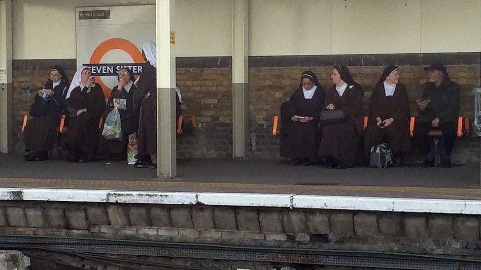 Seven nuns at the station