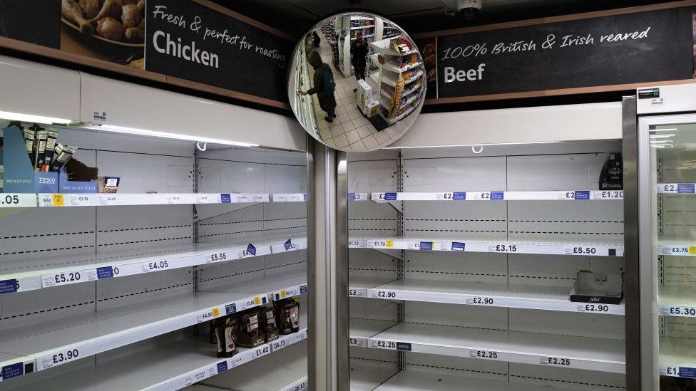 LONDON, - MARCH 19: A local supermarket without stock is seen on March 19, 2020 in London, England. Coronavirus (Covid-19) has spread to over 176 countries, claiming nearly 9,000 lives and infecting over 219,000. There are currently 2,626 diagnosed cases in the UK and 137 deaths. (Photo by Julian Finney/Getty Images)