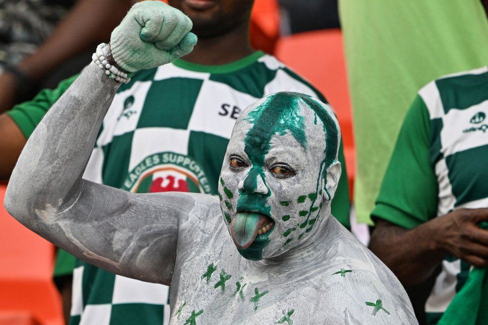 A Nigerian fan watching an Afcon match in Ivory Coast.