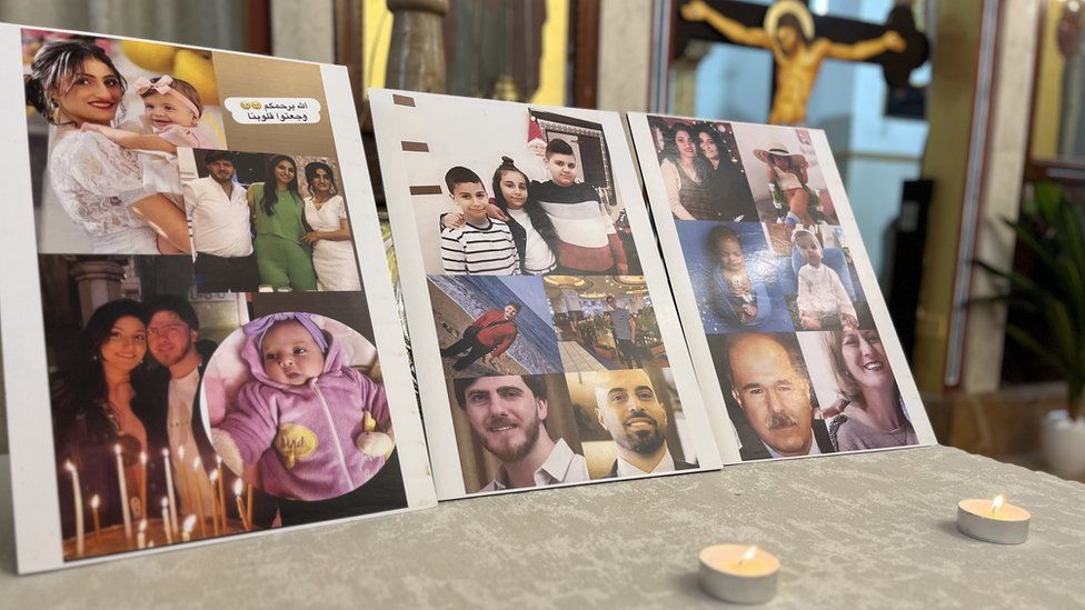Фотографии палестинских христиан, убитых в результате взрыва церкви в Газе