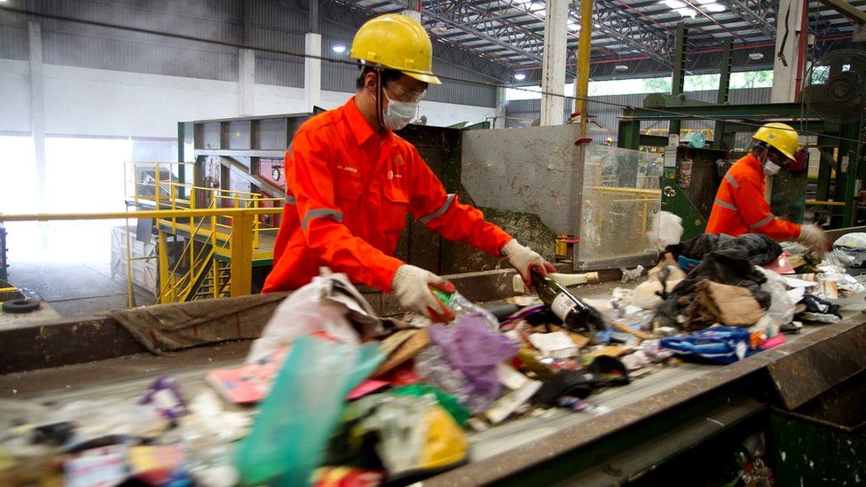 Worker waste conveyor belt