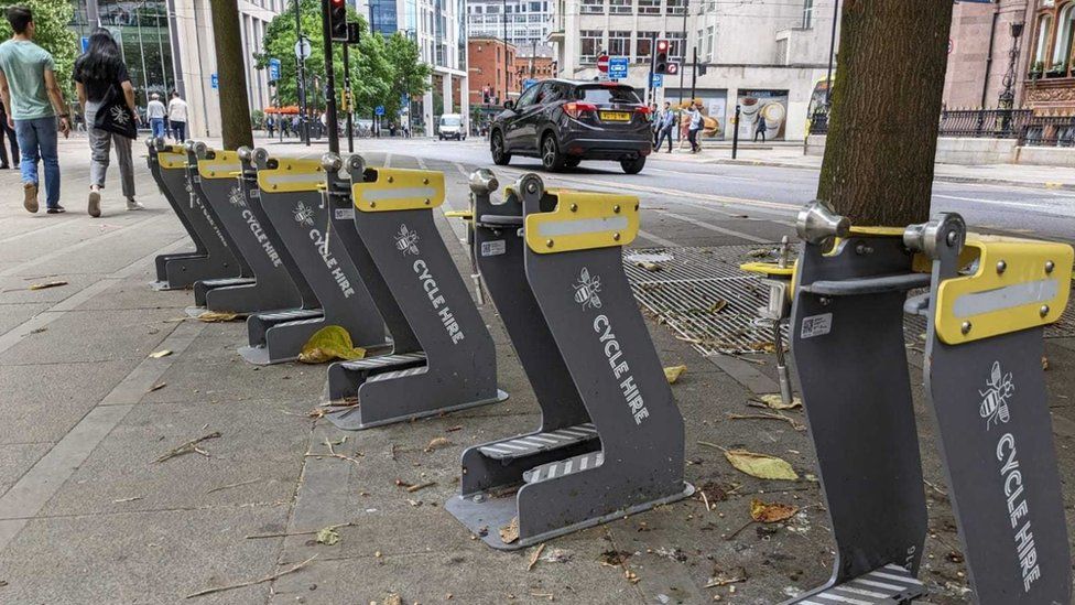 Bike stand by Central Library, Manchester