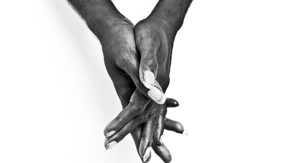 A picture of Dr G Yunupingu's hands on a white background