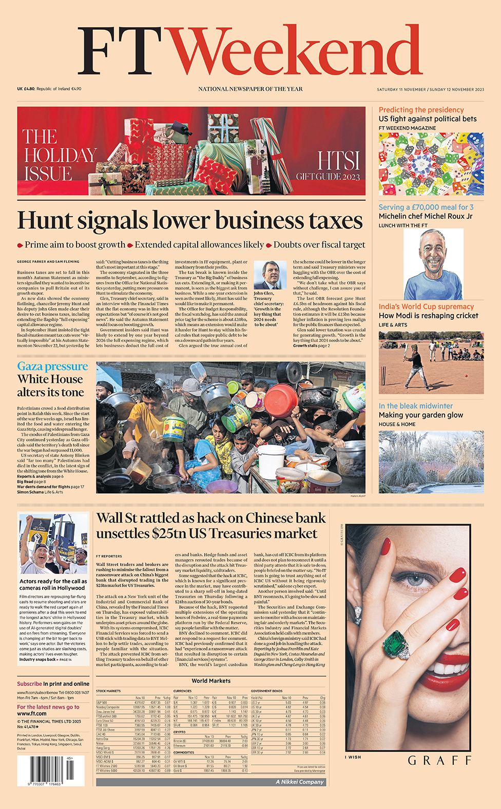 «Хант сигнализирует о снижении налогов на бизнес», - гласит заголовок Financial Times