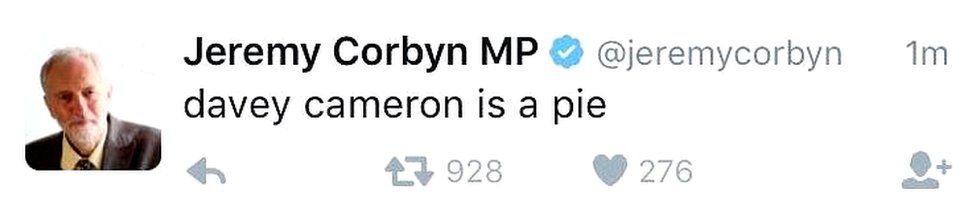 Hacked tweet on Jeremy Corbyn's account