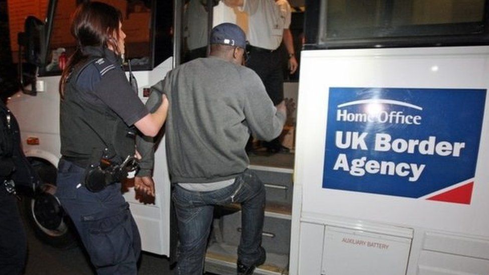 A man arrested by an officer from the UK Border Agency looking for illegal workers