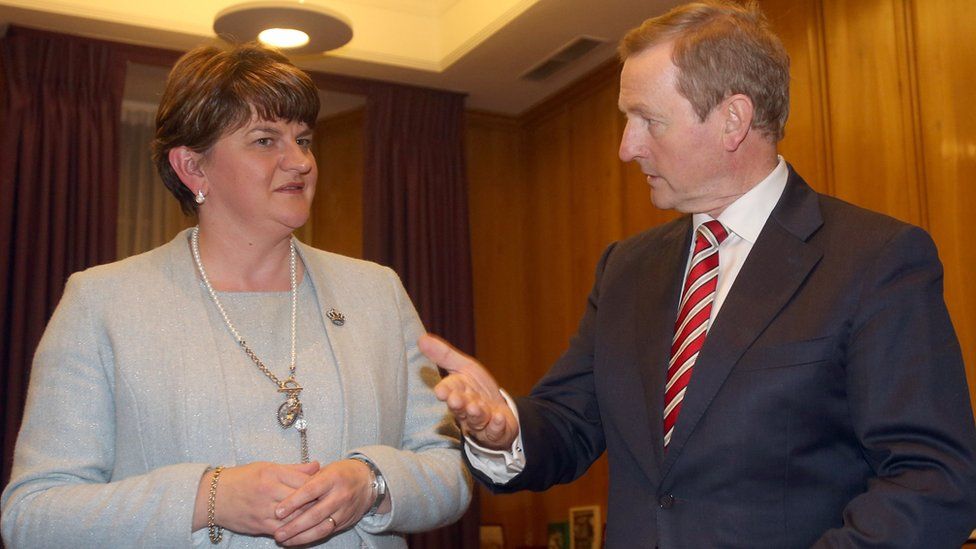 Taoiseach Enda Kenny with Northern Ireland First Minister Arlene Foster in Dublin to discuss Brexit on 15 November 2016