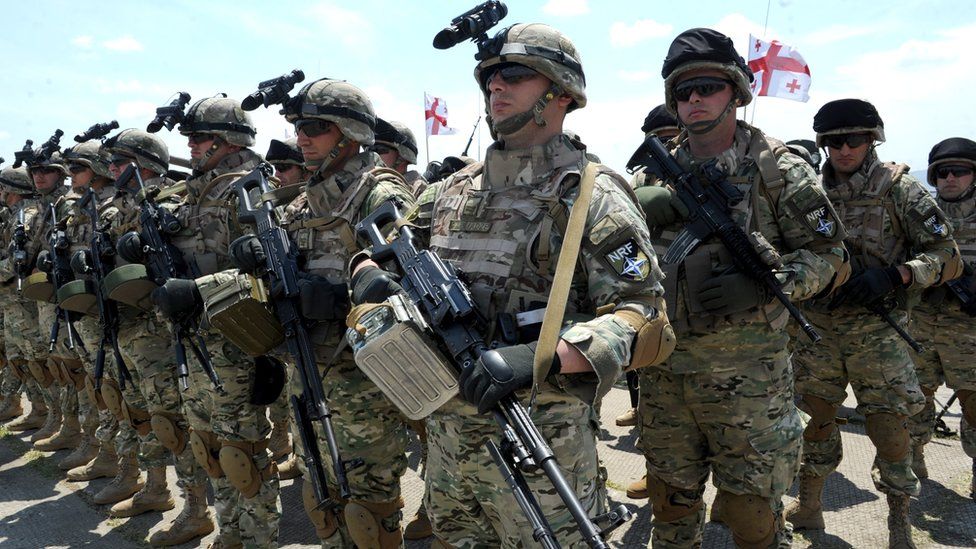 Georgian troops during a NATO military exercise in 2016