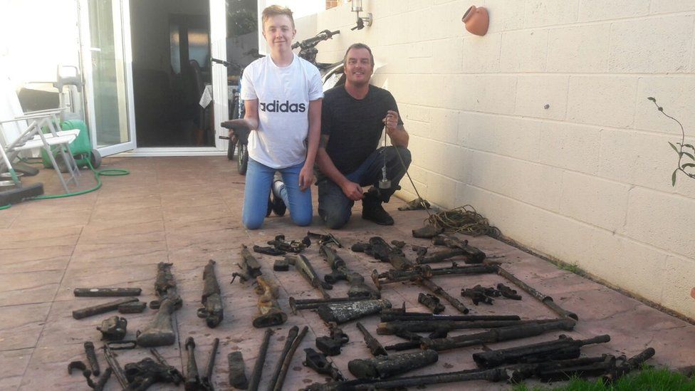 Billy and Neil Hopkins with their gun cache