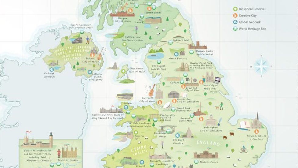 Карта сайта ЮНЕСКО Великобритании и острова Мэн