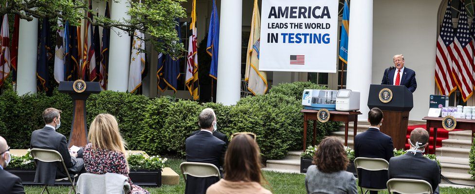 President Trump at a briefing on coronavirus testing in the Rose Garden of the White House - 11 May 2020