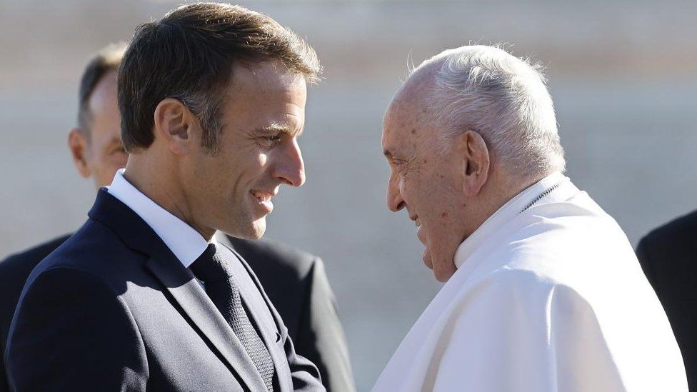 Папа Франциск встречается с президентом Франции Макроном в Марселе, Франция - 23 сентября 2023 г.