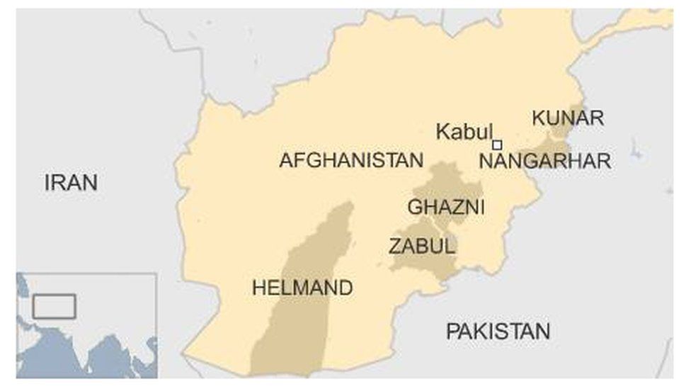 Map of Afghanistan showing various provinces