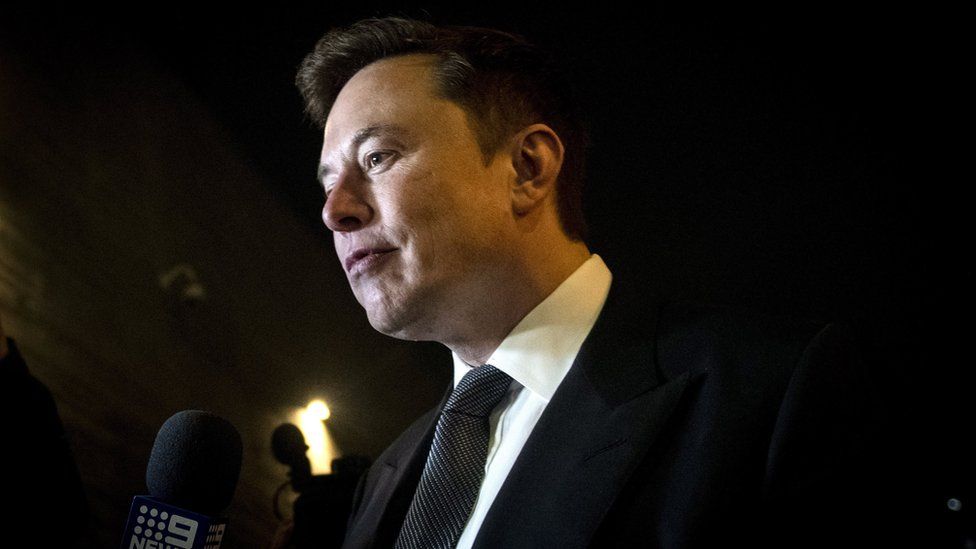 Tesla and SpaceX CEO Elon Musk leaves after the first day of a trial against British diver Vernon Unsworth