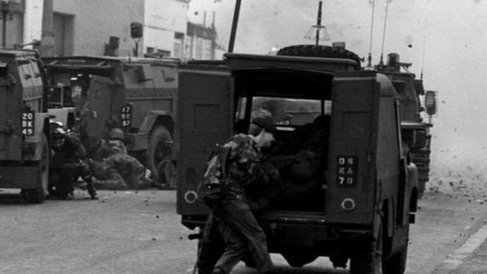 Soldiers in Northern Ireland pictured during the Troubles