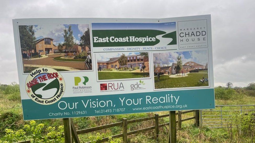 Hoarding at the East Coast Hospice site in Gorleston